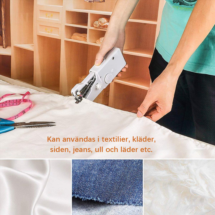"Kompakt bärbar symaskin för snabbreparationer och DIY-projekt, idealisk för små utrymmen och enkel att bära med sig."