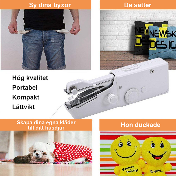 "Kompakt bärbar symaskin för snabbreparationer och DIY-projekt, idealisk för små utrymmen och enkel att bära med sig."