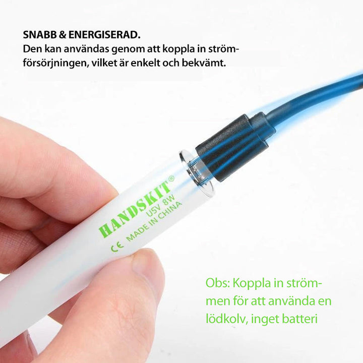 "Kompakt bärbar USB-laddad elektrisk lödkolv med tillbehör, perfekt för svetsuppgifter hemma och på farten."