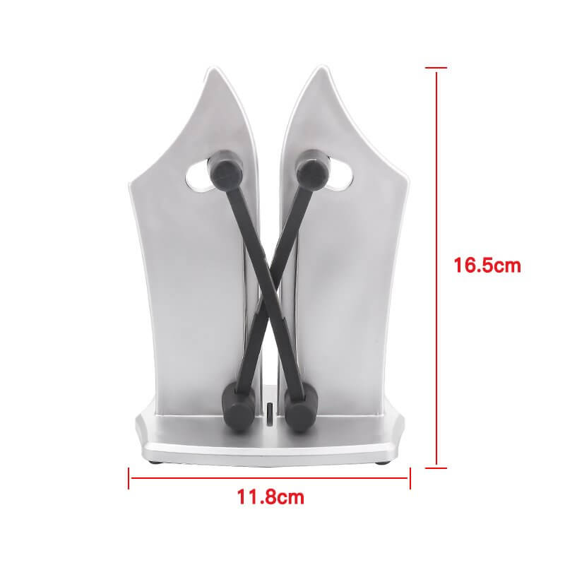 "Kompakt Bavaria Edge knivslipare för kök, passar fasad och tandad kniv; innovativ design i metall för optimal slipning."