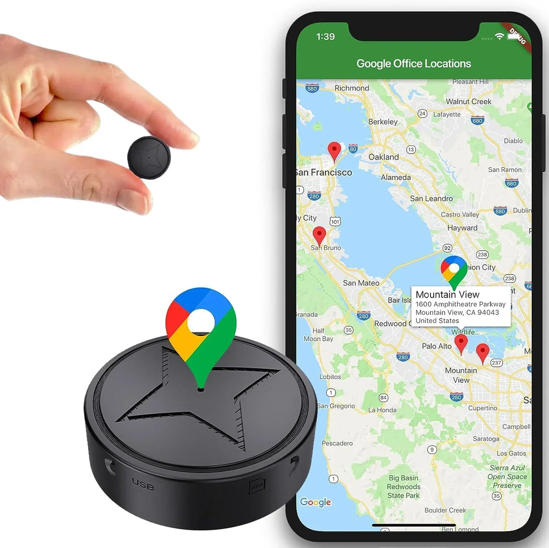 "Kompakt magnetisk GPS-spårare med stark bas, perfekt för realtidsspärrning av fordon och värdesaker."