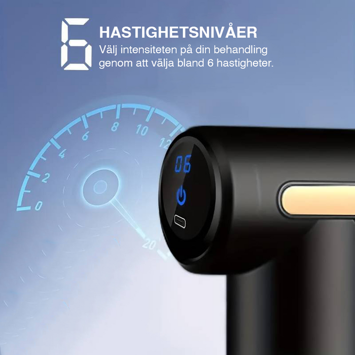 "Kompakt mini massagepistol för muskelavslappning med ergonomiskt grepp och justerbar hastighet, idealisk för träning."