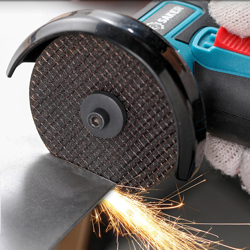 "Kompakt sladdlös mini vinkelslip, svart batteri, robust design; perfekt för kapning och polering i hem och verkstad."