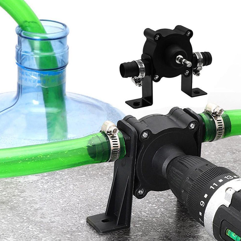 "Kompakt svart självsugande borrpump för effektiv vätskeöverföring i DIY-projekt med kompakta mått och hög prestanda."