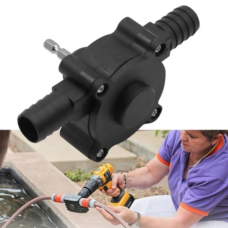 "Kompakt svart självsugande borrpump för effektiv vätskeöverföring i DIY-projekt med kompakta mått och hög prestanda."
