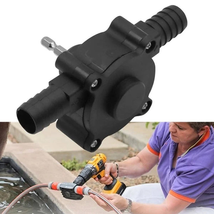 "Kompakt svart självsugande borrpump för effektiv vätskeöverföring i DIY-projekt med kompakta mått och hög prestanda."