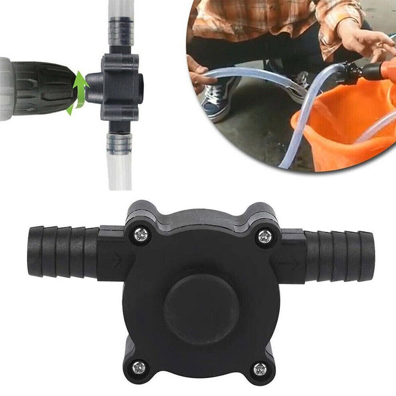 "Kompakt svart självsugande borrpump för effektiv vätskeöverföring i DIY-projekt med kompakta mått och hög prestanda."