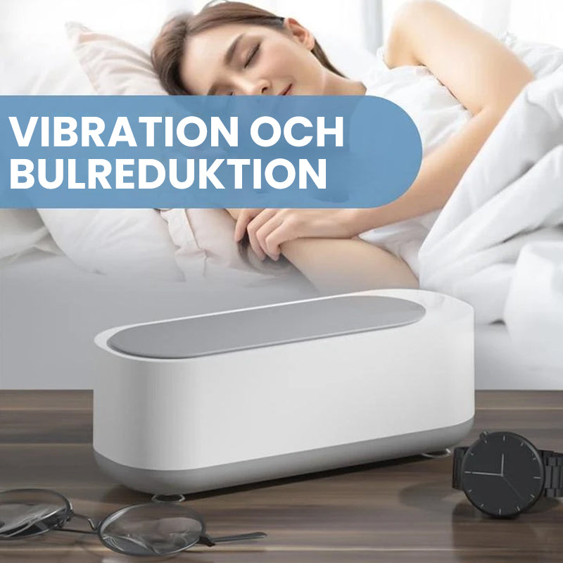 "Kompakt vit och grå ultraljudsrengöringsmaskin, idealisk för smycken och glasögon, bärbar och effektiv rengöring."