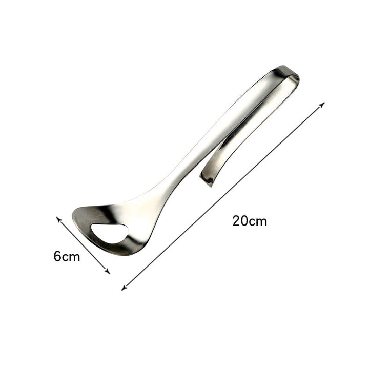 "Köttbullssked av rostfritt stål, silverfärgad, med ergonomiskt handtag och håldesign, perfekt för köttbullsformning."