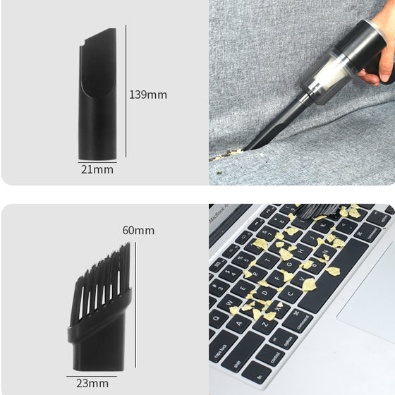 Kraftfull trådlös vit mini dammsugare för hem och kontor, idealisk för rengöring av smala utrymmen och fönster.