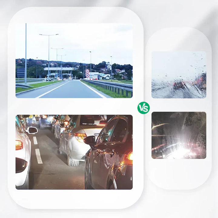"Kraftfullt rengöringskoncentrat för bilvindrutor i transparent flaska, skapar kristallklara ytor och eliminerar oljefilm."