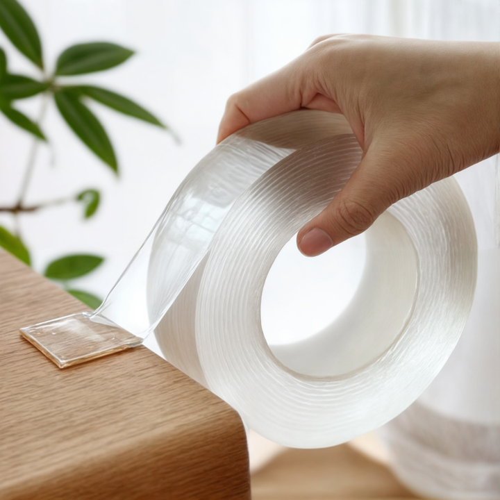 "Kraftig dubbelsidig tejp, återanvändbar, lätt att använda; transparent rulle av Nano PU Gel, perfekt för hem & kontor."