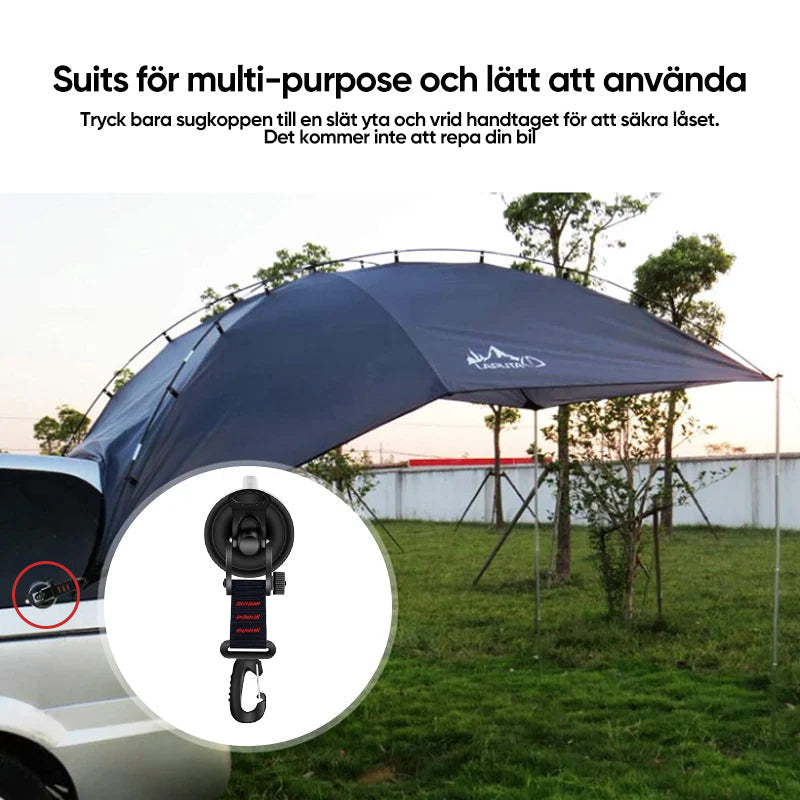 "Kraftig svart vakuumsugkopp med krok för utomhusbruk, perfekt för hänga handdukar, verktyg; kapacitet 10 kg."