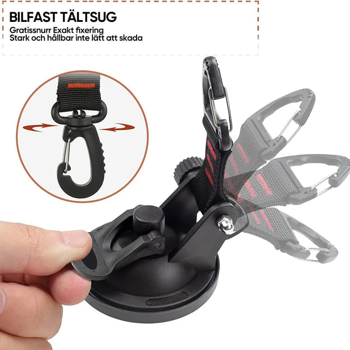 "Kraftig svart vakuumsugkopp med krok för utomhusbruk, perfekt för hänga handdukar, verktyg; kapacitet 10 kg."