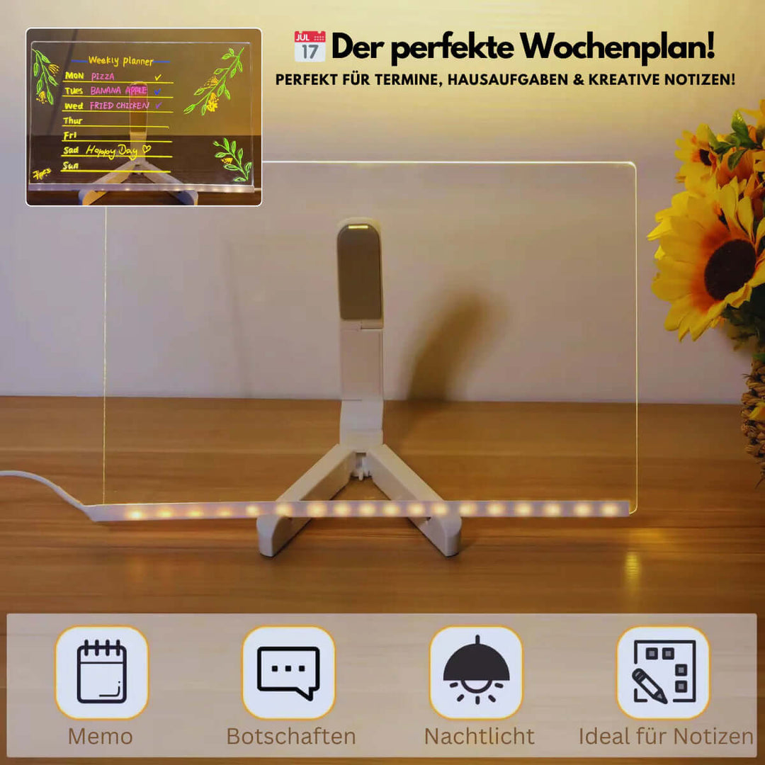 "Kreativt LED ritbord för barn, mörkerlysande yta med 7 färger, perfekt för konstverk och planering."