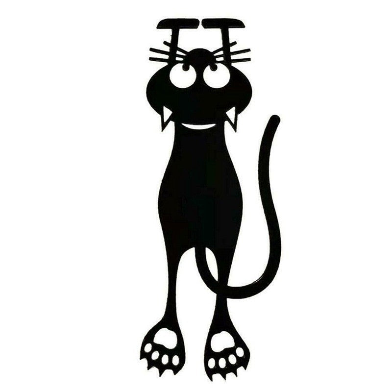 "Kreativt utklippt svart kattbokmärke i elegant siluett, perfekt för bokälskare och som present till kattälskare."