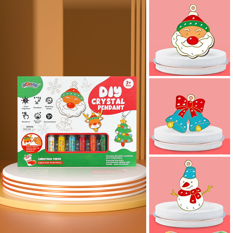 "Kristallmålning DIY Kit med 6 färgglada hängen, barn som skapar konstverk och dekorerar med diamanter."