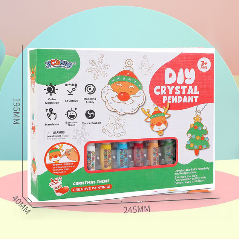 "Kristallmålning DIY Kit med 6 färgglada hängen, barn som skapar konstverk och dekorerar med diamanter."