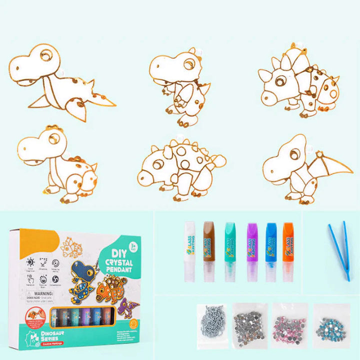 "Kristallmålning DIY Kit med 6 färgglada hängen, barn som skapar konstverk och dekorerar med diamanter."