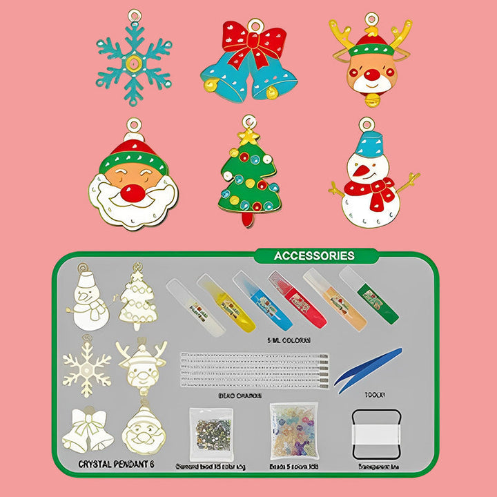 "Kristallmålning DIY Kit med 6 färgglada hängen, barn som skapar konstverk och dekorerar med diamanter."