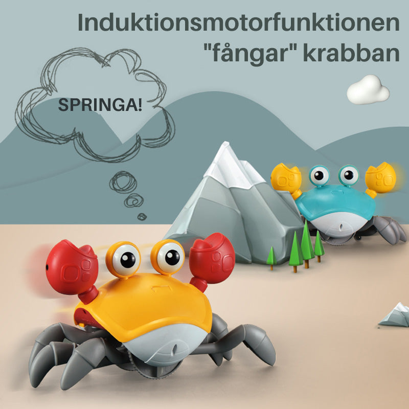 "Krypande krabba leksak i apelsin och grönt, livfulla färger för barnlek, inomhus och utomhus, säker och mångsidig."