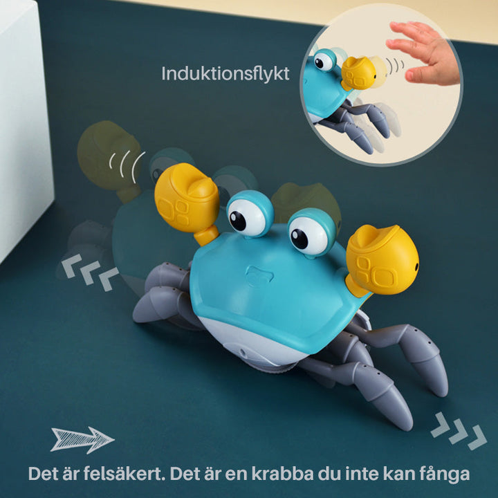 "Krypande krabba leksak i apelsin och grönt, livfulla färger för barnlek, inomhus och utomhus, säker och mångsidig."