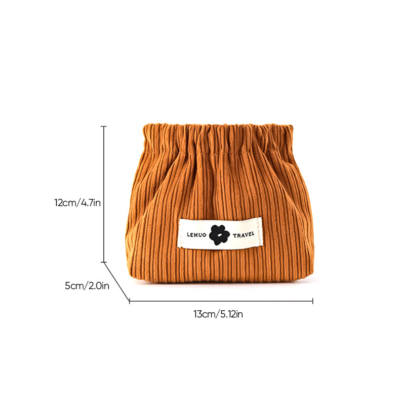 "Kvinnors corduroy hårsnodd organisatör, mjuk material, multifunktionell design, stilren blå nyans, kompakt storlek."