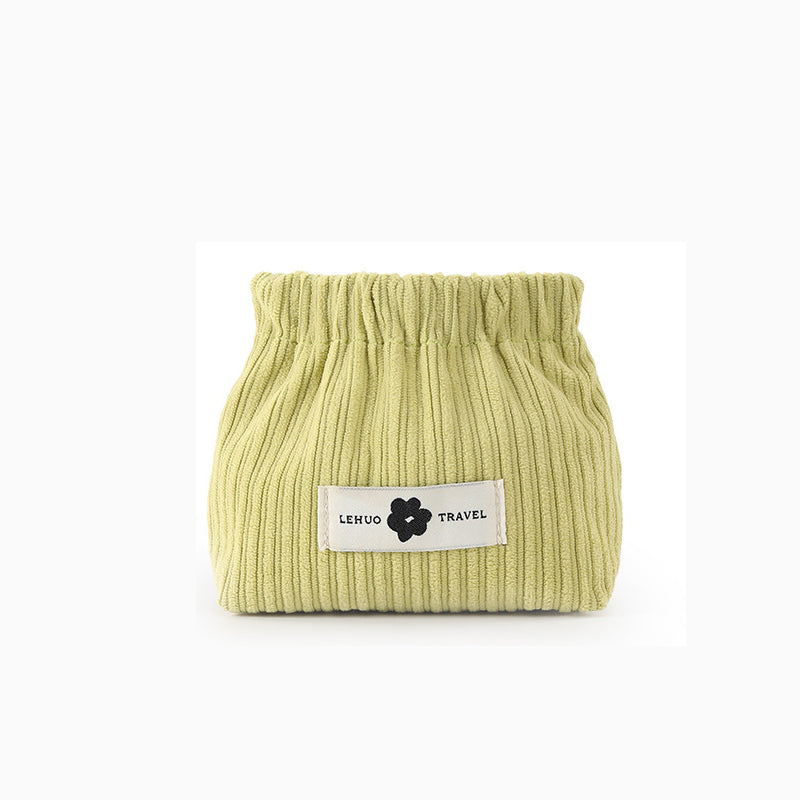 "Kvinnors corduroy hårsnodd organisatör, mjuk material, multifunktionell design, stilren blå nyans, kompakt storlek."