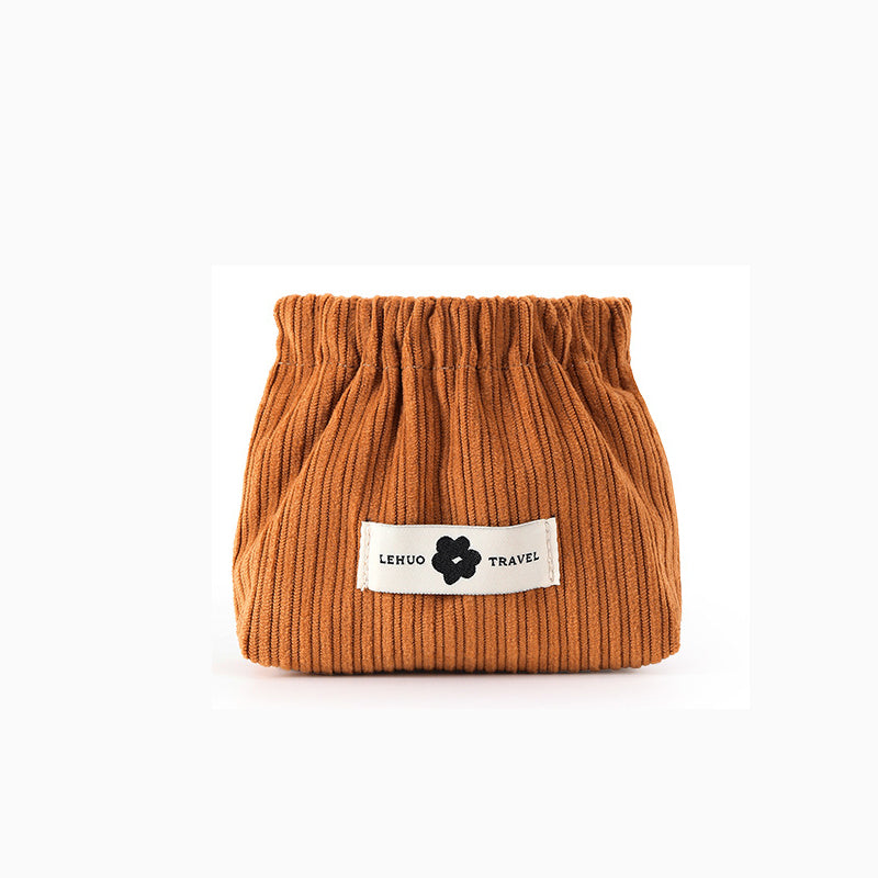 "Kvinnors corduroy hårsnodd organisatör, mjuk material, multifunktionell design, stilren blå nyans, kompakt storlek."