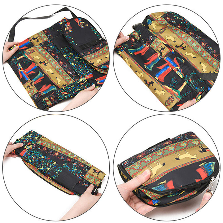 "Kvinnors hopfällbar dragsnöre sportryggsäck, stor kapacitet, elefantmönster, vattenavvisande nylon, justerbara remmar."