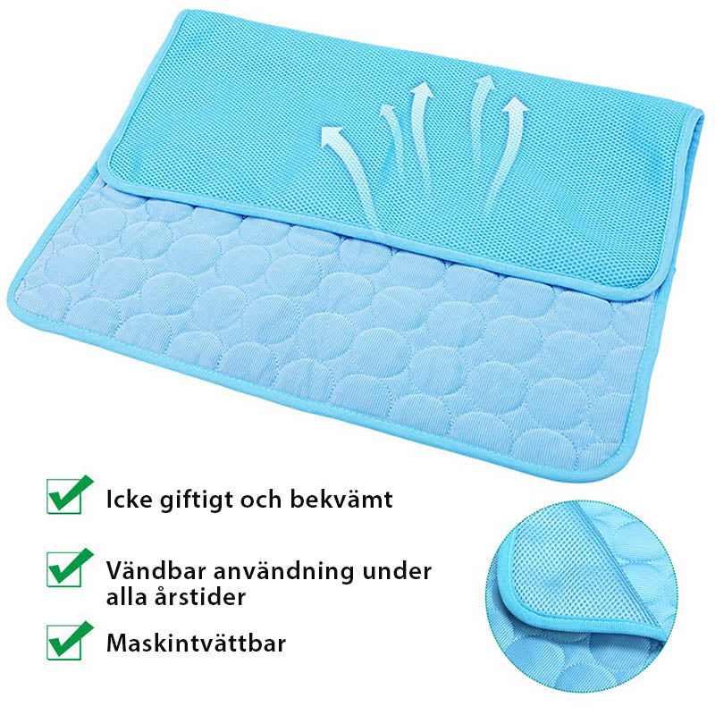 "Kylplatta för husdjur med Ice-Tech, blå och rosa färger, mesh-inre, för hundar och katter. Håller djuren svala."
