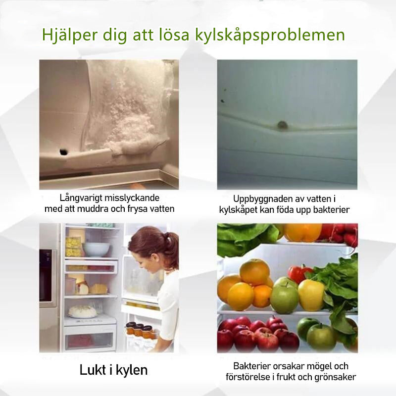 "Kylrengöring miniborste med flexibelt grepp, svart och transparent, smidig för djuprengöring av kylskåp och avlopp."