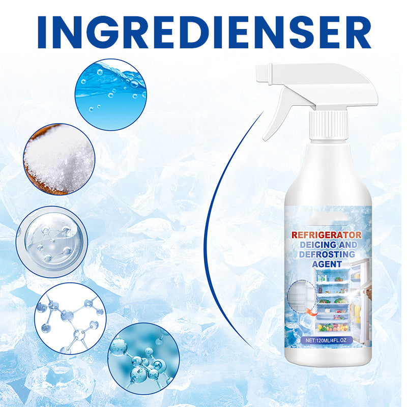 Kylskåp avfrostare och isborttagare med sprayflaska, effektiv borttagning av is, energieffektiv drift, säker och miljövänlig.