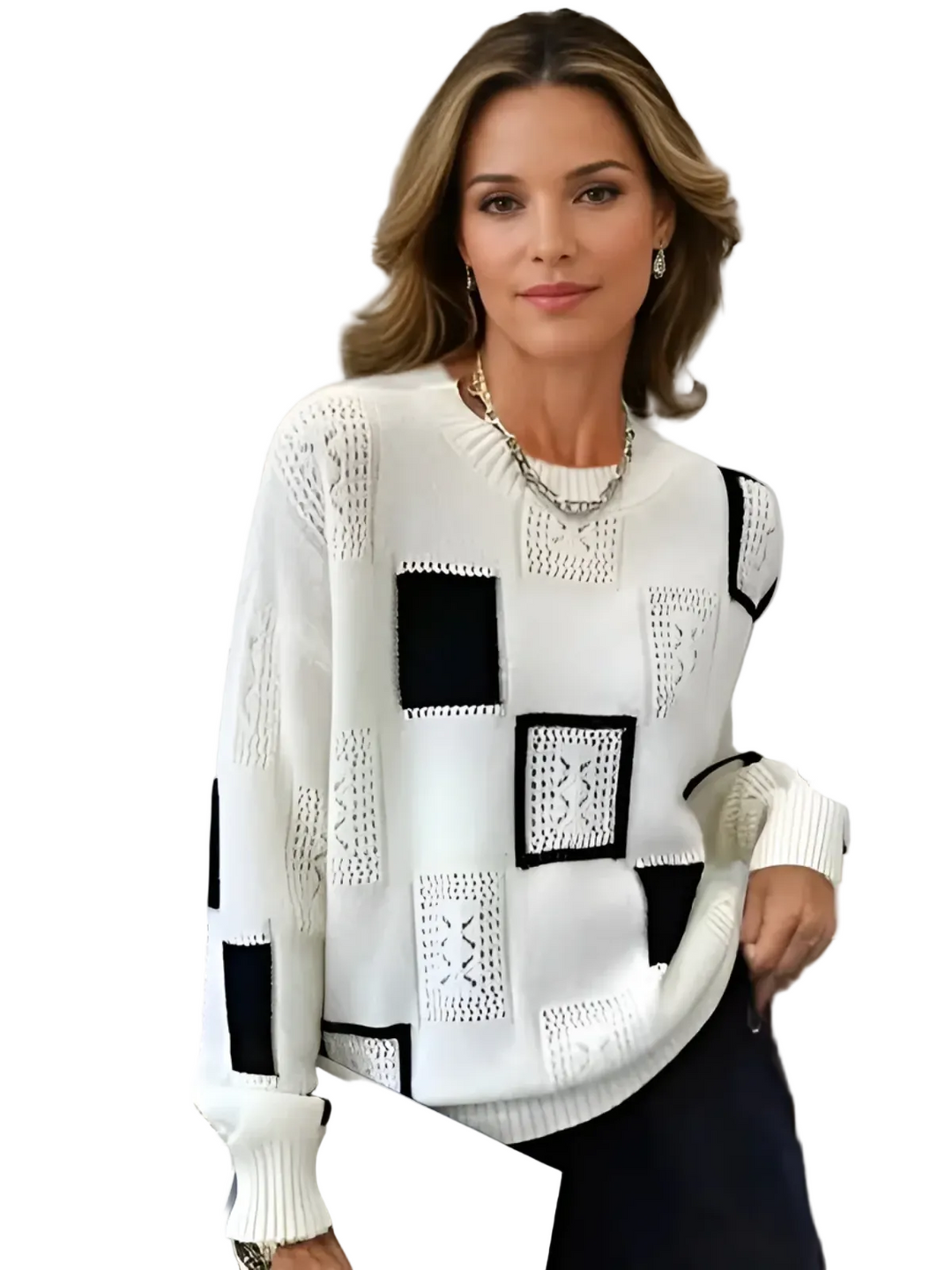 Långärmad polyester damtopp i avslappnad passform, perfekt för vardagskomfort och vårkläder.