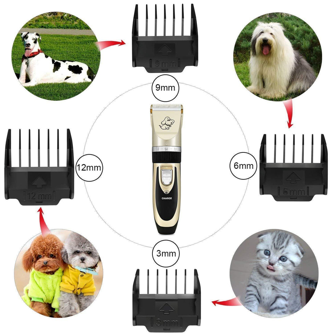 "Laddningsbar djurtrimmer med låg bullerupplevelse, elegant design, keramiskt blad, justerbar längdknapp, komplett grooming-k