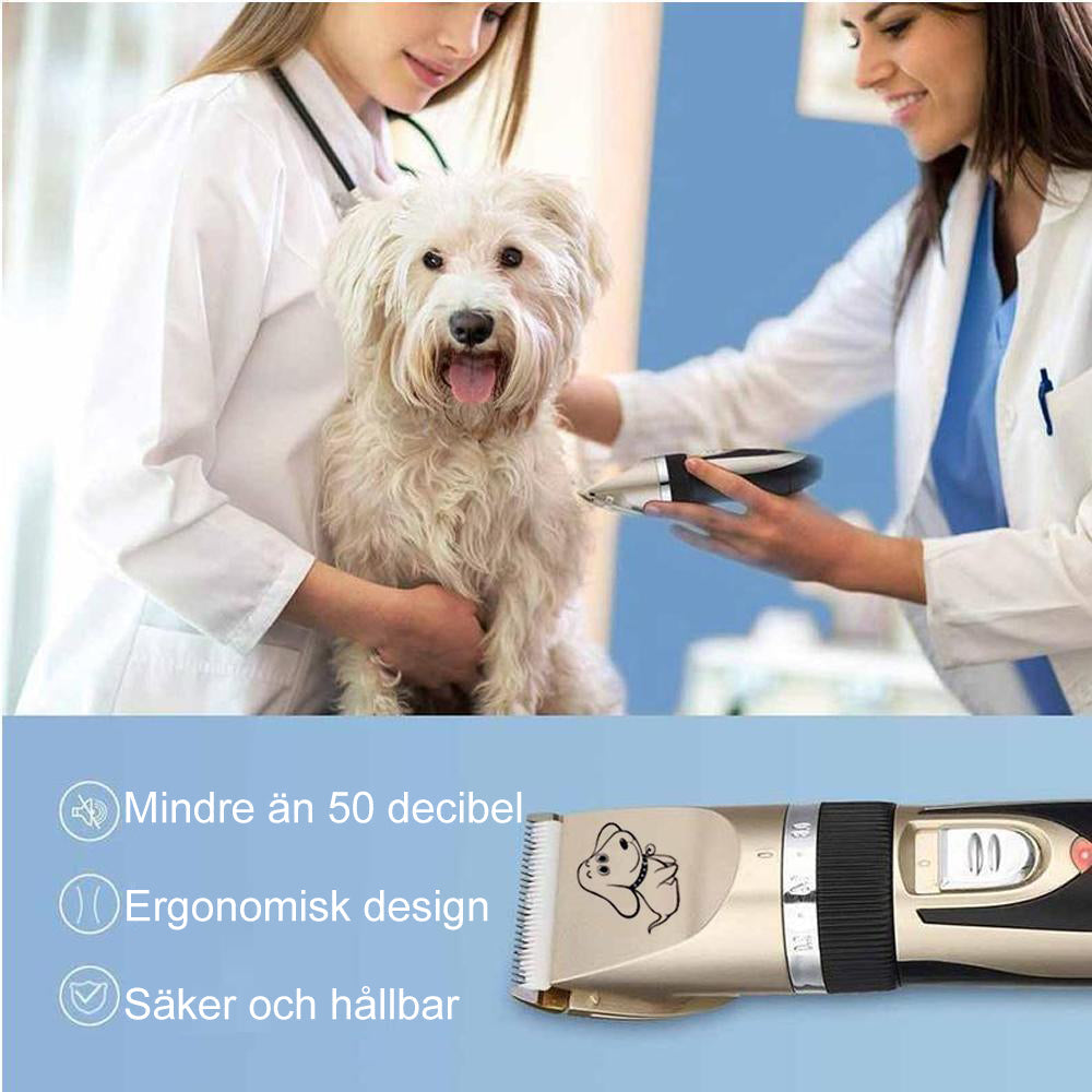 "Laddningsbar djurtrimmer med låg bullerupplevelse, elegant design, keramiskt blad, justerbar längdknapp, komplett grooming-k