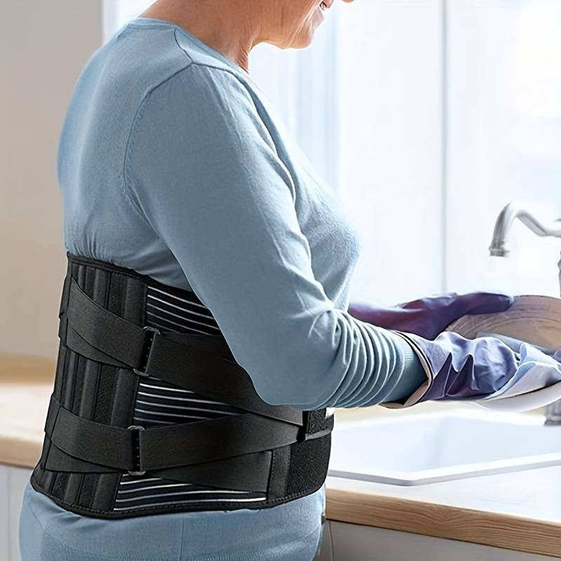 "Ländryggsstöd med antisladdteknik, svart bälte för män och kvinnor, ergonomisk design för komfort och stöd."
