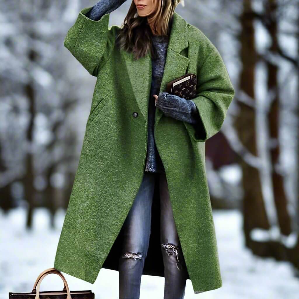 Lång Varm Ullkappa för Kvinnor | Milla Long Wool Coat i Förtrollande Färger - Glowseva