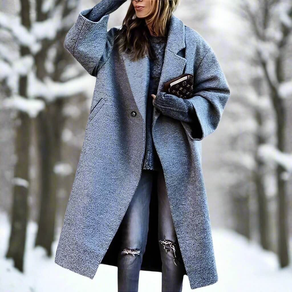 Lång Varm Ullkappa för Kvinnor | Milla Long Wool Coat i Förtrollande Färger - Glowseva