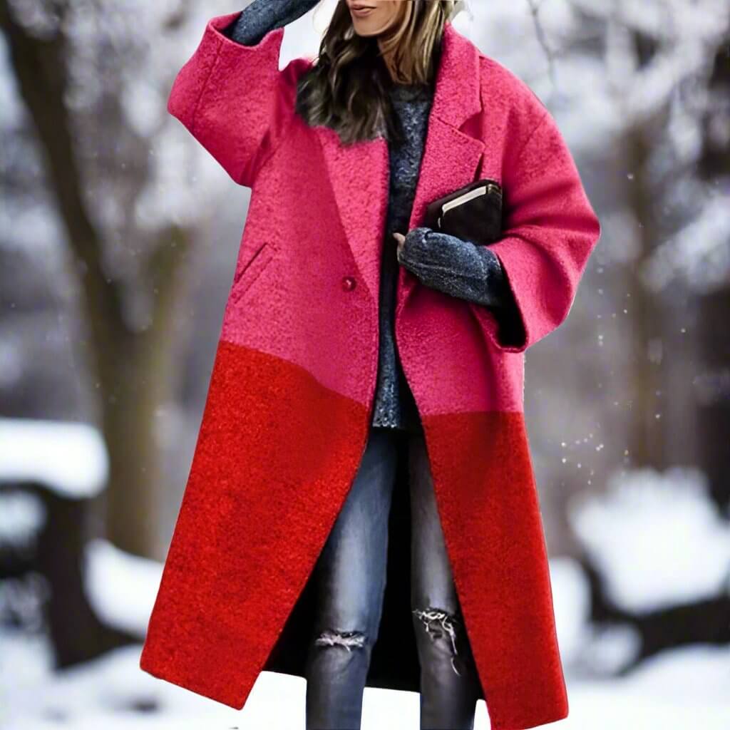 Lång Varm Ullkappa för Kvinnor | Milla Long Wool Coat i Förtrollande Färger - Glowseva