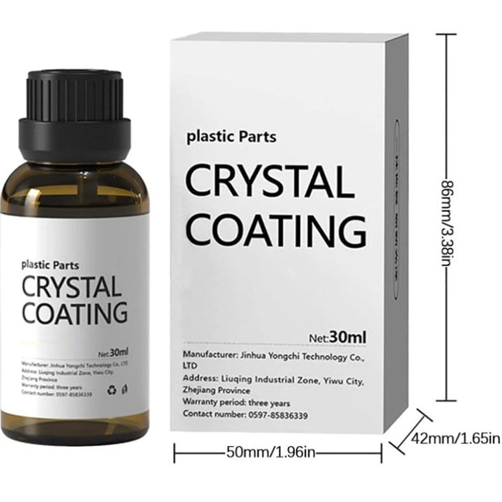 "Långverkande plastytmedel för bilskydd, blå flaska på reflekterande yta, 30ml. För interiör och exteriör användning."