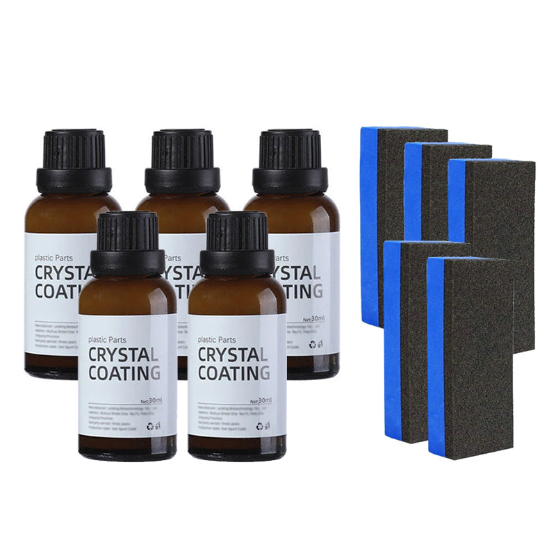 "Långverkande plastytmedel för bilskydd, blå flaska på reflekterande yta, 30ml. För interiör och exteriör användning."