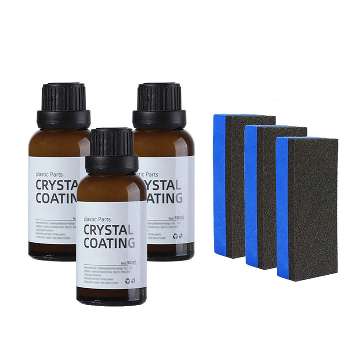 "Långverkande plastytmedel för bilskydd, blå flaska på reflekterande yta, 30ml. För interiör och exteriör användning."