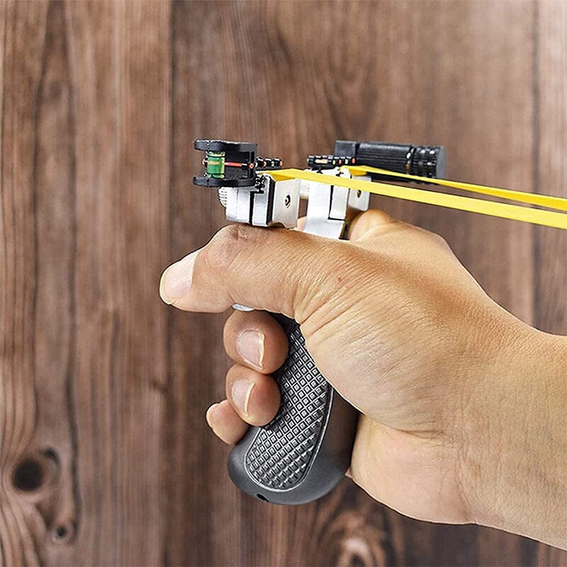 Laserstyrd slangbella i polycarbonat för utomhusbruk, kompakt och kraftfull design med exakt lasersikte för precision.