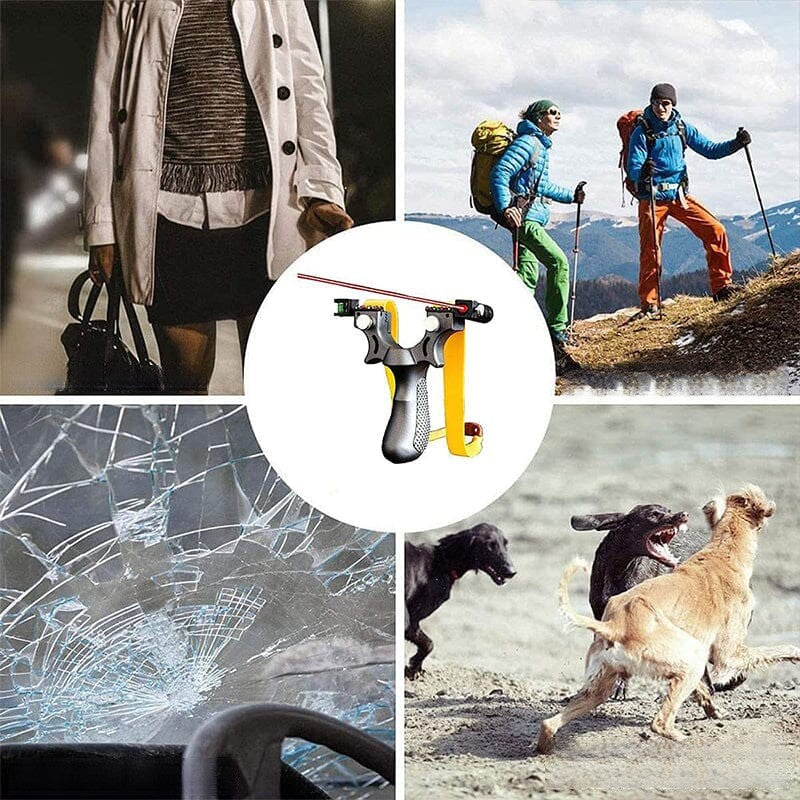 Laserstyrd slangbella i polycarbonat för utomhusbruk, kompakt och kraftfull design med exakt lasersikte för precision.