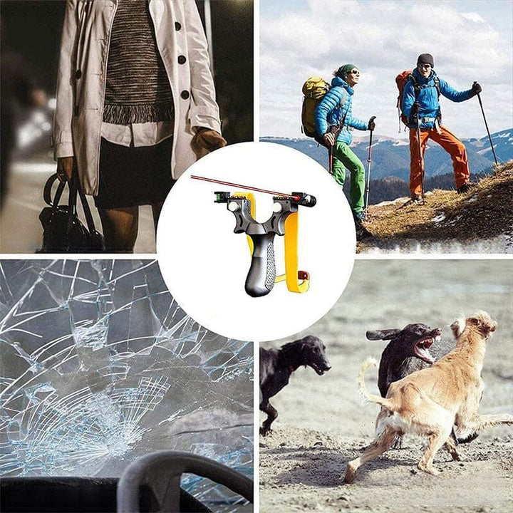 Laserstyrd slangbella i polycarbonat för utomhusbruk, kompakt och kraftfull design med exakt lasersikte för precision.