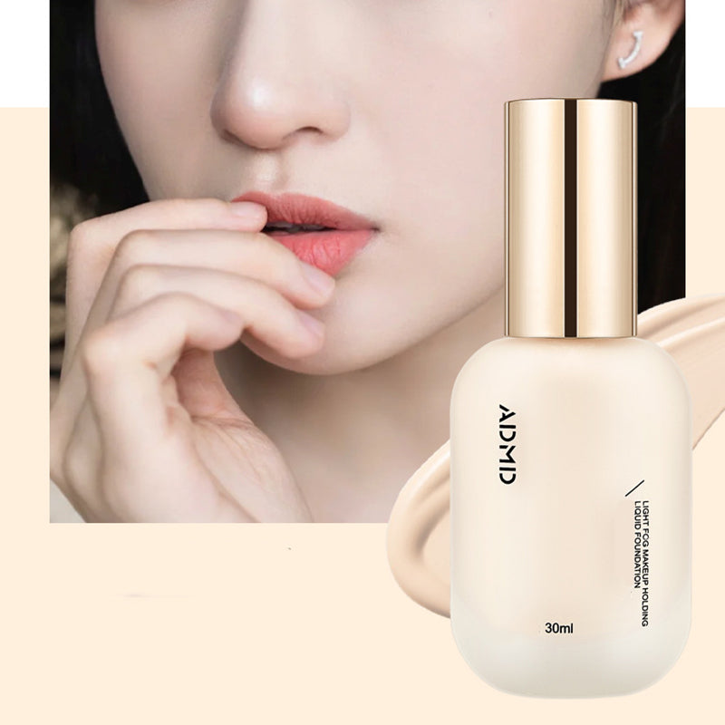 "Lätt matt foundation; flytande, fuktgivande, kollagen-berikad, för naturlig look och strålande hudton."