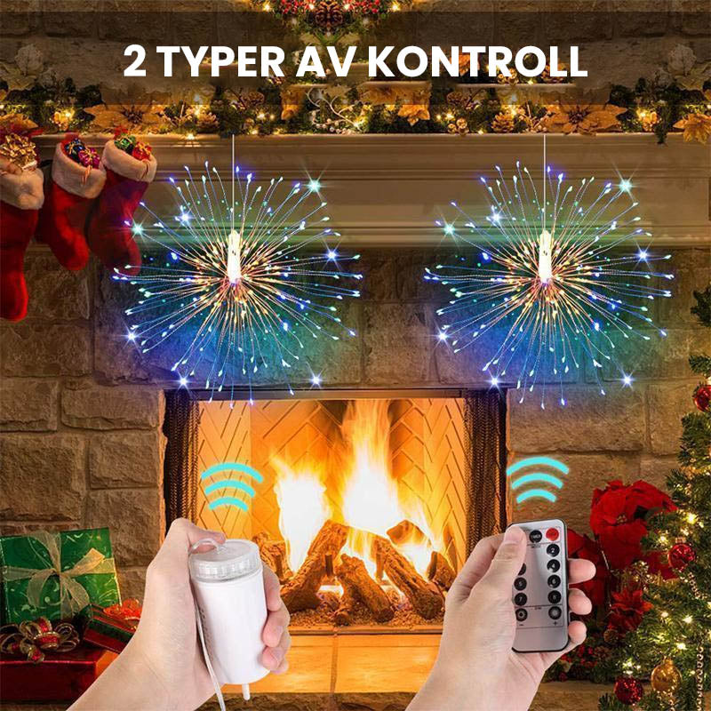 "LED fyrverkeri koppartrådslampor med fjärrkontroll, gnistrande ljus, inomhus- och utomhusdekoration, batteridriven"