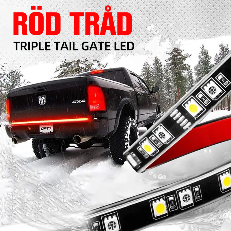 "LED ljusstång med rödlinje, stark ljusstyrka, trippel LED, för bilar, trucks & SUV:er, vattentätt silikonhölje."