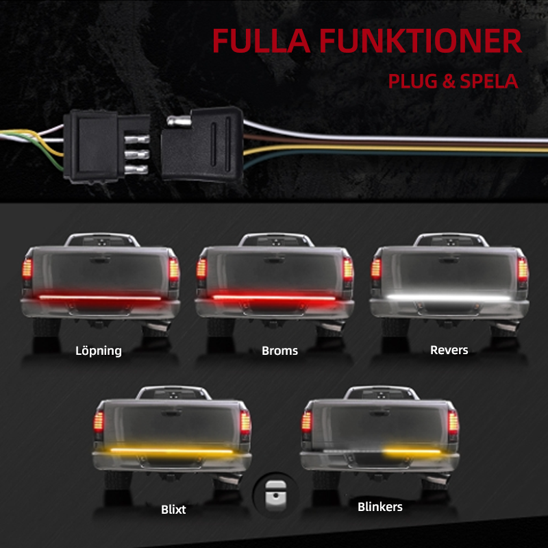 "LED ljusstång med rödlinje, stark ljusstyrka, trippel LED, för bilar, trucks & SUV:er, vattentätt silikonhölje."